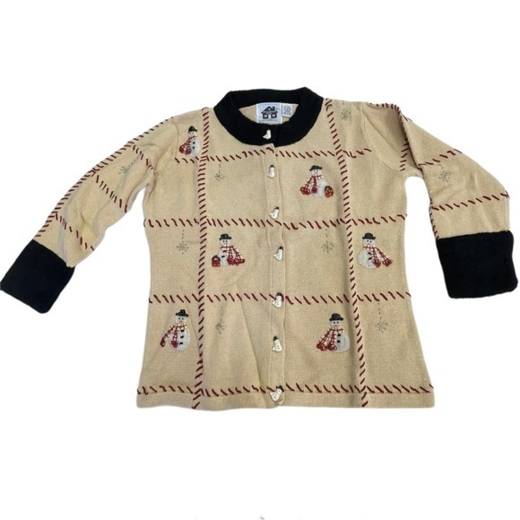 Vintage Storybook Knits Snowman sweater women’s size Large